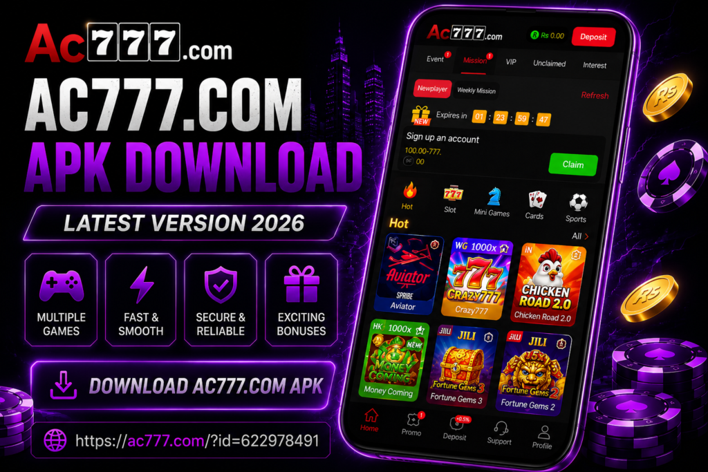 AC777.com APK Download Latest Version 2026 for Android with multiple games and app features