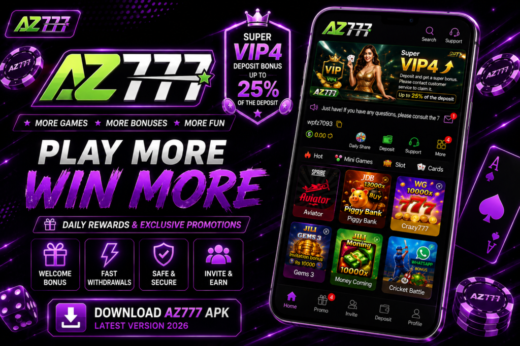AZ777 APK Download Latest Version 2026 for Android with VIP bonus, games, rewards and fast withdrawals