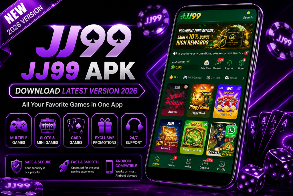 JJ99 APK Download Latest Version 2026 for Android with multiple games and latest features