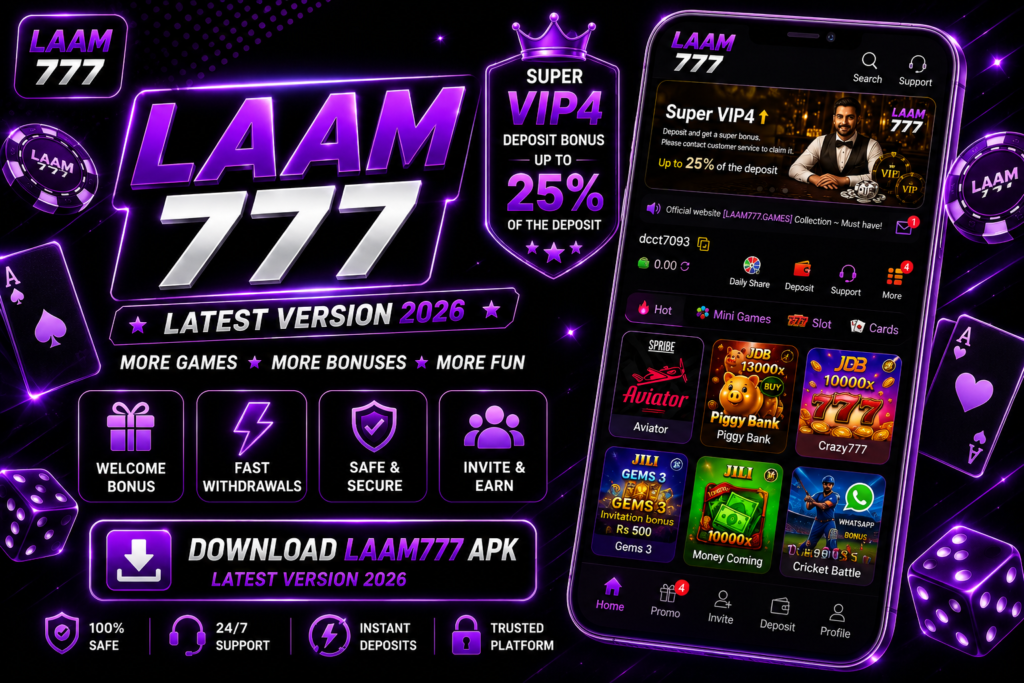 LAAM777 APK Download Latest Version 2026 for Android with VIP bonuses, games, rewards and fast withdrawals